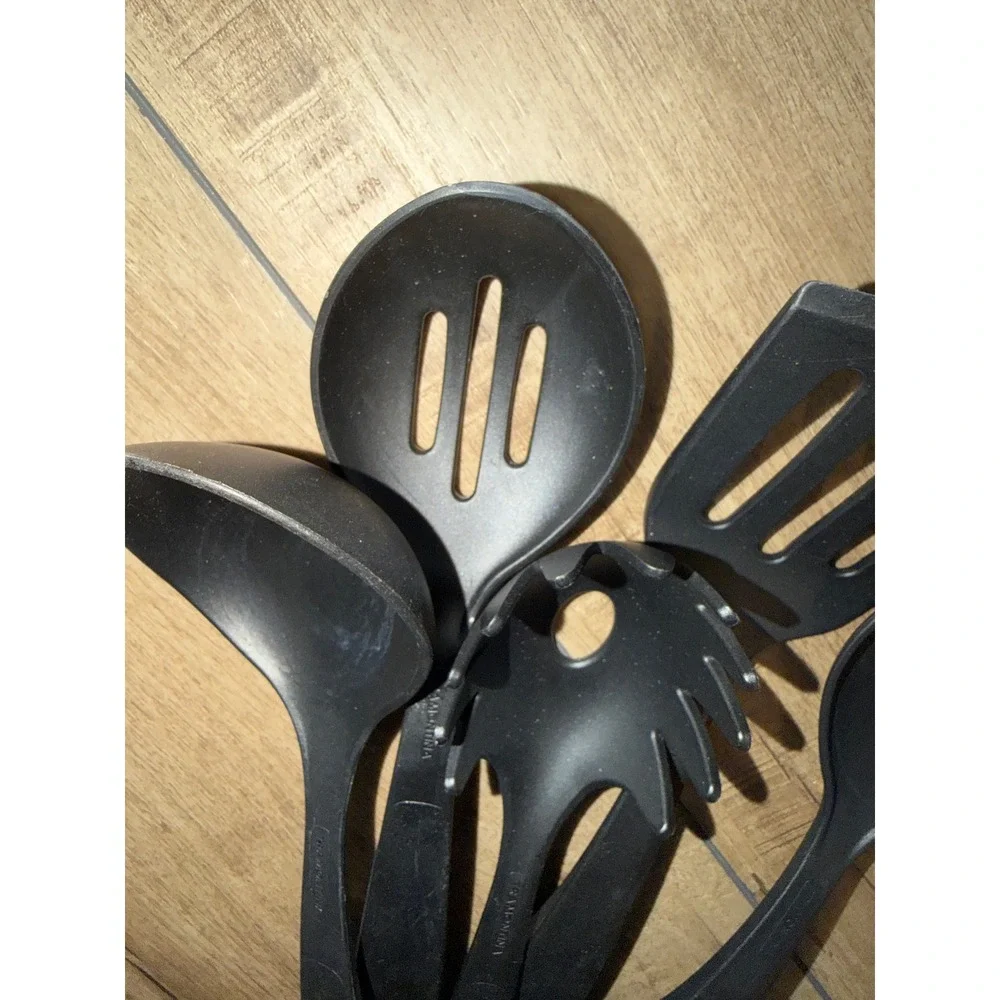 Tramontina 5 Piece Kitchen Utensil Set Black Nylon Heat Resistant Non-Stick Tool